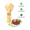 Daisylife Bamboo Cooking Spoon Set of 4 Ladles & Turning Wooden Spatulas for Serving Kitchen