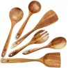 Green Wood Non Chemical Spoon Set for Kitchen Lovers Brown Yellowish Kitchen Tool