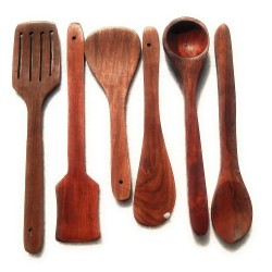 Itos365 Handmade Wooden Serving And Cooking Spoon Kitchen Utensil Set Of 6