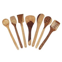 Palm set of 7 Handmade Wooden Non-Stick Serving and Cooking Spoon Kitchen Tools Utensils