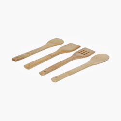 Home Centre Davos Bamboo 4 Piece Utensil Set with Holder Brown