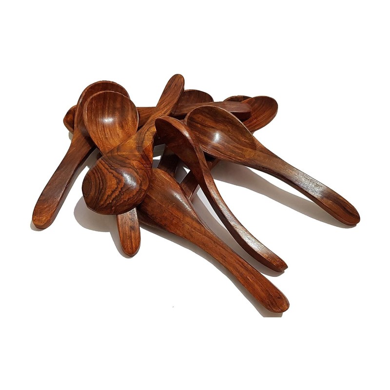 Pure Source India Wooden Soup Spoon Handmade Wooden Spoon Set of 2 Natural 8 Inch