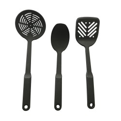 Kriya enterprises Nylon Ladle Kitchen Tool Set of 6 Pcs Black Spoons for Non Stick Cookware
