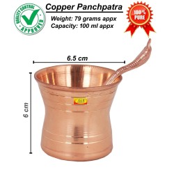 Shiv Shakti Arts Pure Copper Puja Patra Punch Patra Jal Patra with Achmani Spoon Set