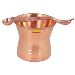 Shiv Shakti Arts Pure Copper Puja Patra Punch Patra Jal Patra with Achmani Spoon Set