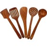 Kombuis Kitchenware Wooden Serving and Cooking Spoons Nonstick Cookware Kitchen Set of 5