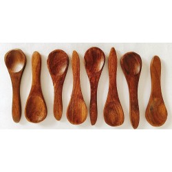 Mkd2 Rise Wooden Masala Spoon 5 Inch Set of 12 for Containers Handmade Wooden Spoon for Salt Tea Coffee