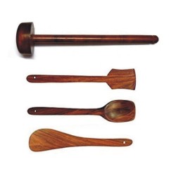 Sbaprime 4pcs Combo Dal Ghotni With Three Spoons Wooden Pack Of 4