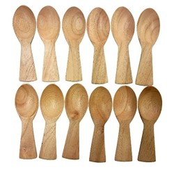 Raja handicraft Neem Wooden Masala Spoon Brown Set of 12 4 inch