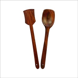 Vvaashi Handmade Shesham Wooden 1 Pcs Spatula & 1 Pcs Serving Spoon for Cooking & Serving Size 10 inch