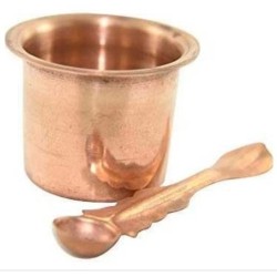 JaiSakshi Copper Panchapatra with Spoon Aachmani Size 4 Inch