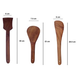 Ecopal Multipurpose Wooden Cooking Spoon Utensils Set Handmade Wooden Spatula Pack Of 3