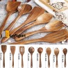 Craftykart Rosewood Handmade Wooden Serving And Cooking Spoon Set Spatulas 7