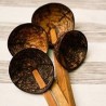 Looms & Weaves Coconut Shell Ladles Medium Set Of 4 Wooden Spoons Made With Coconut Shell And Coconut Wood