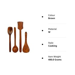 Oeuiva Wooden Cooking Utensil Set Kitchen Tool Set Wooden Spoons and Spatulas for Cooking Set of 4