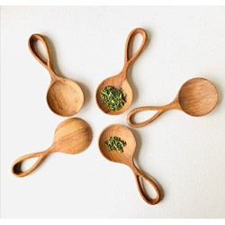 Raja handicraft Small Neem Wooden Spice Spoon Natural Wooden Spoons Eco Friendly Gift Kitchen  Set of 5