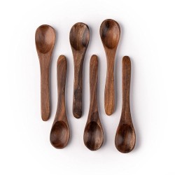 IRIDA NATURALS Sheesham Big Wooden Masala Spoons Set of 6 Eco Friendly Handmade Wooden Spoon for Tea Coffee Sugar