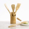 ECOPAL Bamboo Wood Cooking Utensils Non Stick Spatulas Ladles for Mixing and Turning Spoon Set Pack of 3