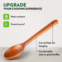 Borosil Organic Neem Wood Cooking Spoons Organic for Cooking & Serving Set of 3