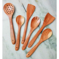 Brownell Neem Wooden Kitchen Utensil Cooking Spoon Set With Spatulas For Non stick Pans Wooden
