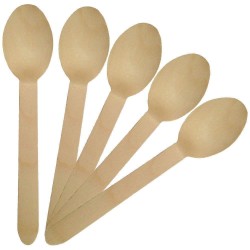 Sanwalsa Disposable Wooden Spoons 16 Cm Beige 100 Pcs