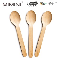 Mimini Disposable Biodegradable Wooden Spoon 14cmx Pack Of 100 Pcs For Restruant,catering & Multiuse