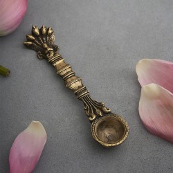 DecorTwist Brass Sheshnag Design Hawan Spoon for Pouring Ghee in Hawan Kund