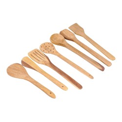 Shiv Shakti Arts Wooden Serving and Cooking Spoons Wood Brown Kitchen Utensil Set of 7 Standard