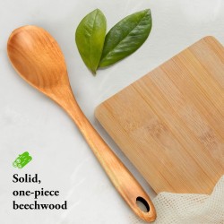 Femora Wooden Spoon for Cooking Serving Kitchen Tools No Harmful Polish Naturally Non Stick Handmade
