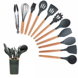 Syga Silicone Kitchen Spoon Utensil Set 11 Piece Grey