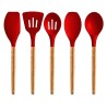 Spatlus Non Stick Silicone Cooking Utensils Set with Natural Acacia Hard Wood  Pack of 5