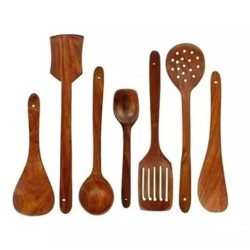 Craftenia Wooden Serving and Cooking Spoons Wood Brown Spoons Kitchen Utensil Set of 7