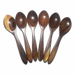 Sisam Wooden Spoon Set Of 6 Table Spoon Size 6.5 Inch