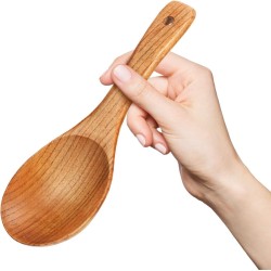 4 Pieces Wood Spoons 9 Inch Wooden Rice Paddle Versatile Serving Spoon Nonstick Heat Resistance Cooking Spoon