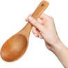 4 Pieces Wood Spoons 9 Inch Wooden Rice Paddle Versatile Serving Spoon Nonstick Heat Resistance Cooking Spoon