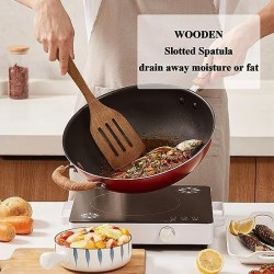 Twizzle Wooden Spoons and Spatula for Cooking Sleek Sold and Non Stick Cookware