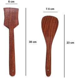Oeuiva Tools for Kitchen Decor and Home Use Heat-Resistant Wooden Handled Wooden  Cooking Spoon Set of 2