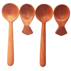 Fabartistry 100 Pure Neem Wood 2 Coffee Spoons & 2 Oil Spoons Round Shape