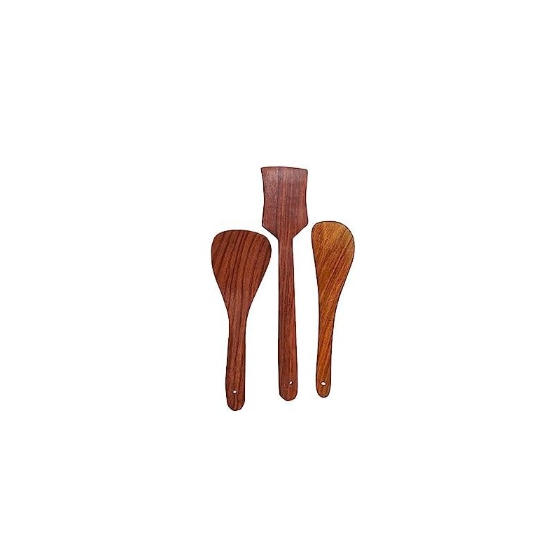 Credible Bazar Wooden Non Stick Serving and Cooking Spoon Kitchen Tools Utensil Set of 3