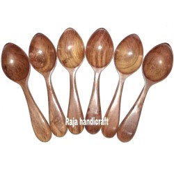 Sisam Wooden Spoon Set of 6 Table Spoon Size 6.4inch