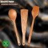 Bsking Mart Wooden Spatula Flip Cooking Spoon Palta Hata Khunti Ladle For Cooking Dosa Roti Chapati Cookware Neem Wood Set Of 3