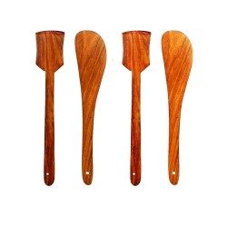 Myy Brand Home and Kitchen Non Stick Long Handle Wooden Serving and Cooking Spoon  4 Psc