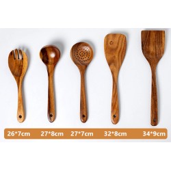 Tezz 5 Pcs Wooden Spurtles Spoons Cooking Utensils Set Natural Acacia Wood Kitchen Tools Set With 5