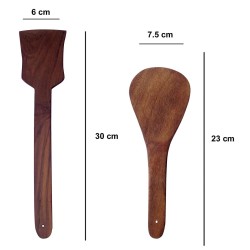 Ecopal Multipurpose Wooden Cooking Spoon Utensils Set For Non Stick Cookware And Serving Handmade Wooden Spatula Pack Of 2