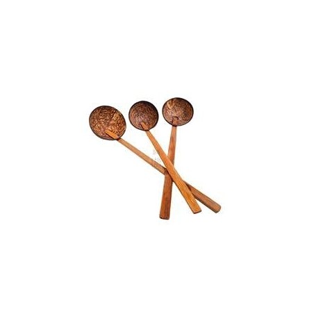 Looms & Weaves Coconut Shell Ladle Large Set Of 3 Wooden Spoons