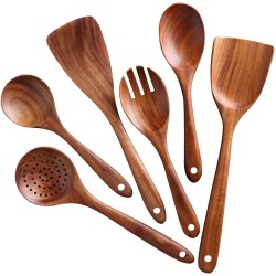 Craft Expertise Wooden Kitchen Utensil Set 6 Cooking Utensils Spatula Spoons
