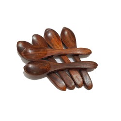 Pure Source India Wooden Masala Spoon for Small Containers Handmade Wooden Spoon Set of 6