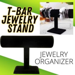 T-Stand For Necklaces & Bracelets Black Velvet Holder Organizer Jewelry Display