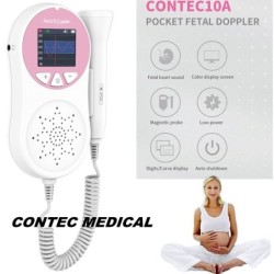 Doppler Digits Curve Display Pregnancy Baby Heart Rate Monitor,3Mhz Pink