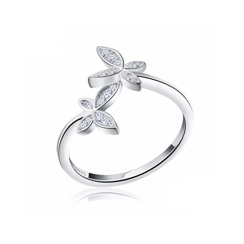Fashion 925 Silver Sterling Silver Ring with Flower Design Cubic  Austrian Women